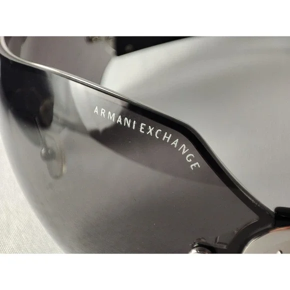 Armani Exchange AX063/S Shield Sunglasses Black Smoke Lens Silver Logo Y2K - Picture 8 of 11